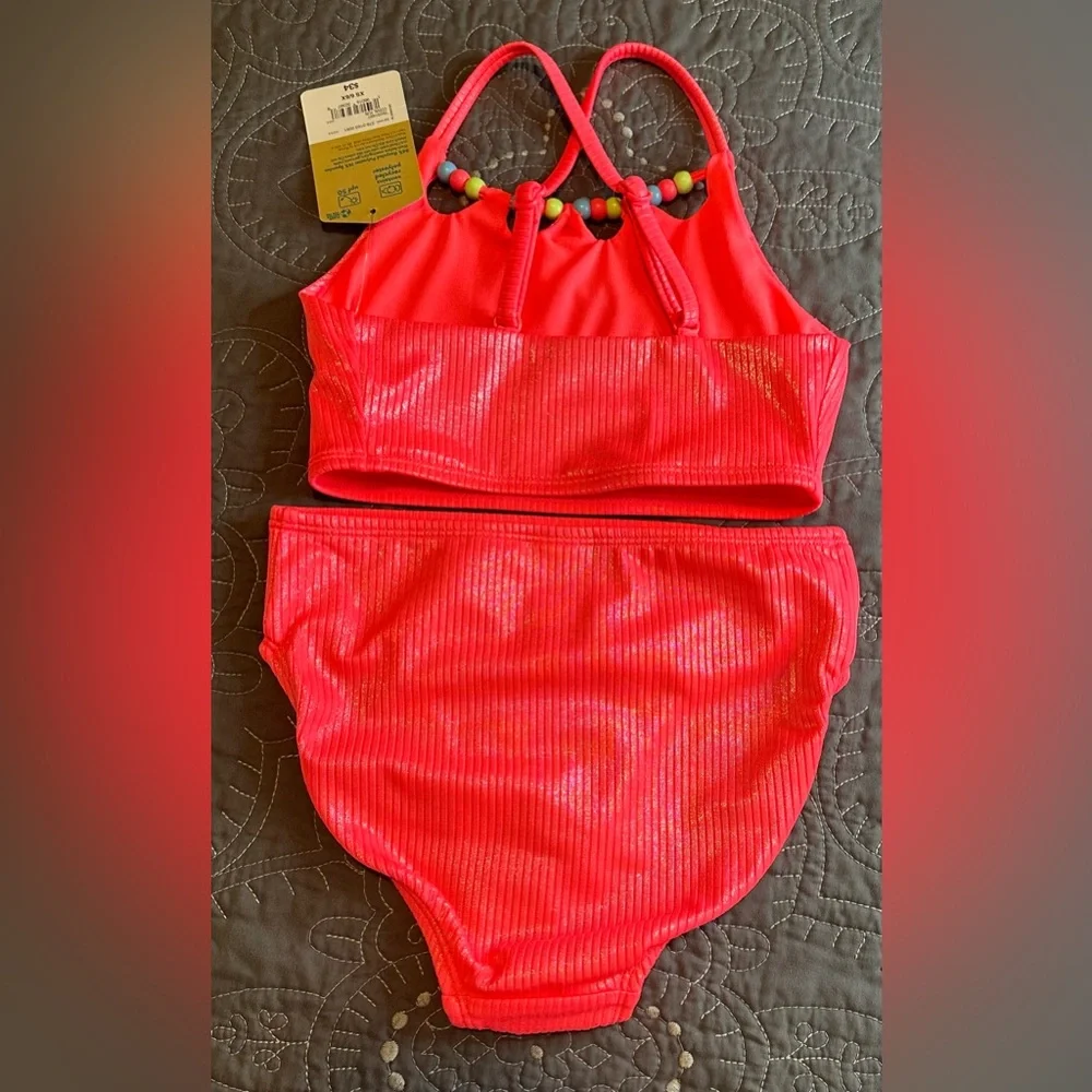Thereabouts Girls Coral Fun 2 Piece Tankini Set NWT Size XS 6/6X